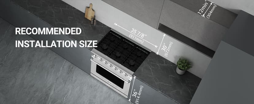 AAOBOSI 36 Inch Front Control Gas Range Oven with 6 Cooktop Burners, 6 Cu. Ft True Convection and Self Clean, Freestanding Stainless Steel Heavy Duty Gas Range Stove with Halogen Light,Large Capacity