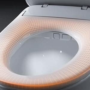 ALPHA BIDET UX Pearl Bidet Toilet Seat in Elongated White | Ultra Low Profile | Endless Warm Water | Arced Stainless Steel Nozzle | LED Nightlight | Dryer | Deodorizer | 3 Year Warranty