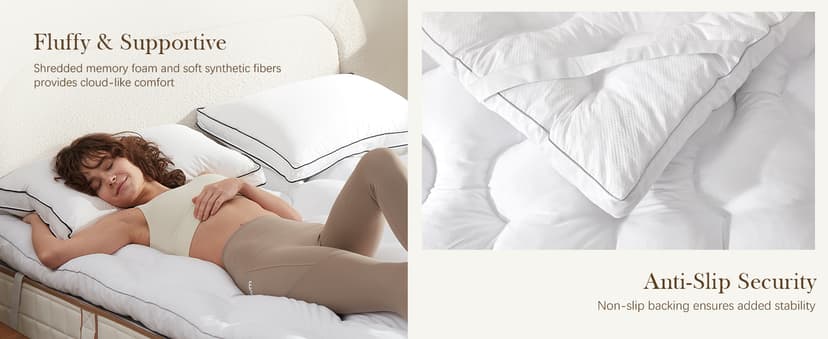 Decroom 3 Inch Memory Foam Mattress Topper Queen Size for Back Pain Relief, Thicked Down Alternative-Lined Mattress Pad,Filled with Breathable & Soft Memory Foam Pillow Top, 80x60x3 Inch