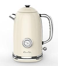 Harriet Tea Kettle Stovetop, 2.5 Quart Whistling Stainless Steel Tea Pot, 3-Layer Base, Unique Ergonomic Handle, Includes Pot Holder & Mat, Electric/Induction/Gas Stovetops Applicable, Mirror Finish