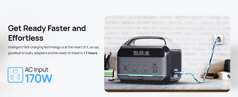 Portable Power Station 600W with Solar Panel 80W, 288Wh LiFePO4 Battery Backup w/2 AC Outlets, 1.7H Fast Charging Solar Generator for Camping, RV Travel, Home Emergencies