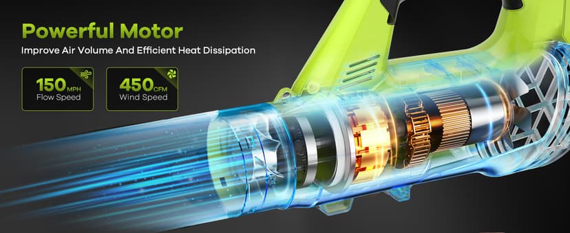 Leaf Blower, Electric Cordless Leaf Blower with 2 Batteries and Charger, 2 Speed Mode, Lightweight Leaf Blowers for Blowing Leaves, Patio Cleaning, Lawn Care and Dust