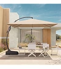 Grand patio 11FT Cantilever Umbrella with Base Outdoor Large Round Aluminum Offset Umbrella for Patio Garden Backyard (Champagne, 11 FT)