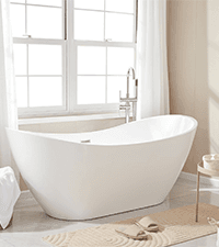 Vanity Art 71" Freestanding Bathtub | Free Standing Tub Stand Alone Tub with Contemporary Design for Soaking and Bathing, Overflow and Pop-up Drain with UPC Certified, Acrylic, VA6517-BN