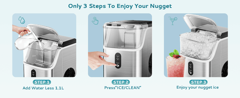 EUHOMY Nugget Ice Makers Countertop, Pebble Ice Maker Machine with 35lbs/24H Soft Ice, Self-Cleaning Sonic Ice Maker with Ice Scoop&Basket, Pellet Ice Maker for Home/Kitchen/Office(Stainless Steels)