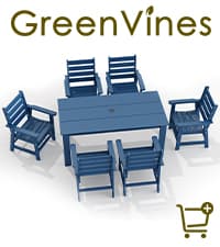 GREENVINES 7-Piece Outdoor Dining Set | HDPE | Patio Table and Chairs Sets for 6 | Patio Furniture | All Weather | Umbrella Hole | Blue| for Backyard Poolside Garden