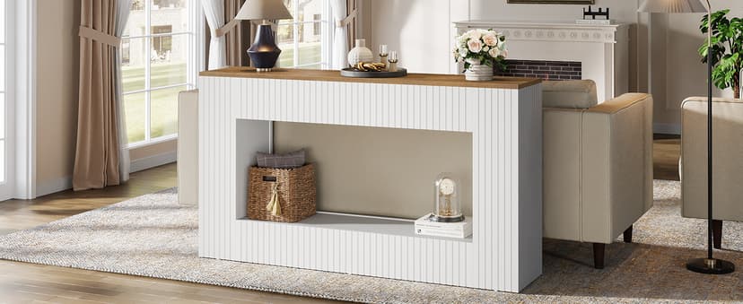 Tribesigns Modern Console Table, 55-Inch Wood Entryway Table with Storage, Narrow Long Sofa Table Behind Couch Table for Living Room, Foyer, Hallway, White