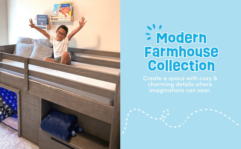 Max & Lily Loft Bed Twin Size, Solid Wood Low Loft Bed with Storage Drawer and Ladder, Modern Farmhouse Loft Bed for Kids, Driftwood