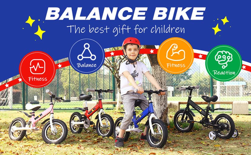 Balance Bike 2 in 1,The Dual Use of a Kids Balance Bike and Kids Bike,12 14 Inches for 2-6 Years Old,with Shock Absorbers, Fenders, Pedals, Auxiliary Wheels