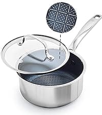 Blue Diamond Hybrid Nonstick Stainless Steel 12 Piece Cookware Set, Tri-Ply PFAS-Free Ceramic Diamond Bond Pots & Pans, Dishwasher & Oven Safe to 850F, Induction Ready, Metal Utensil Safe, Silver