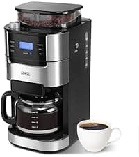 Gevi 10-Cup Coffee Maker with Built-in Burr Grinder, Programmable Timer, 1.5L Water Tank, Reusable Filter & Warming Plate – Drip Coffee Machine for Fresh Ground Coffee