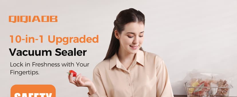 95kpa Vacuum Sealer Machine,Commercial Full Automatic Food Sealer,10-in-1 Sealing System with Double Heat Seal,Bags Storage, Easy-Lock Handle,Build-in Cutter,1 Bag Rolls and 10 pcs Pre-cut Bags