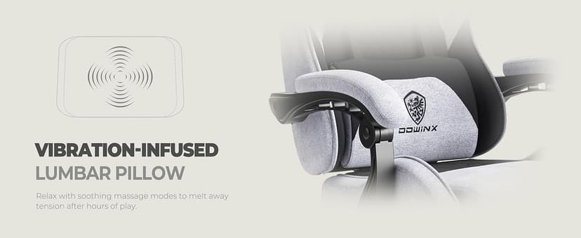 Dowinx Gaming Chair Fabric with Pocket Spring Cushion, Massage Game Chair Cloth with Headrest, Ergonomic Computer Chair with Footrest 290LBS, Black and Grey