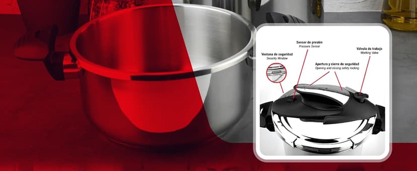 Magefesa Nova 4.2 Qt Stovetop Pressure Cooker – Fast Cooking, Easy Locking, 18/10 Stainless Steel, Induction Compatible, 5 Safety Features, 11.6 PSI