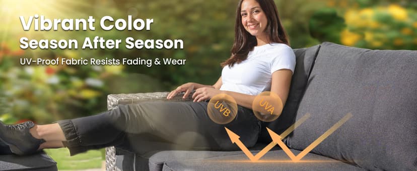 HOOOWOOO Outdoor Sectional Furniture Set,8 Pieces Wicker Patio Conversation Sets,L Shape All Weather Outside Couch Sofa Set with Swivel Chairs Ottoman,Black