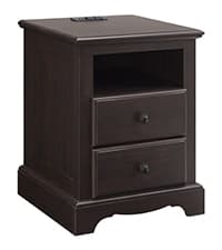 T4TREAM Nightstand with Charging Station, 18 Inch Vintage End Table with 2 Drawers for Living Room, Wood Rustic Sofa Side Table with Open Storage Shelf for Bedroom, Espresso