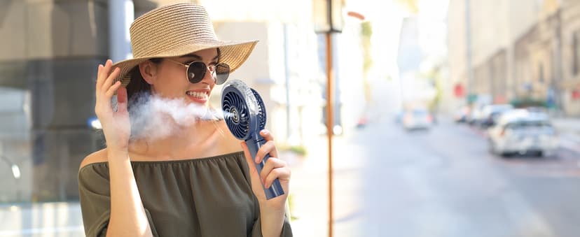 HandFan Upgraded Portable Handheld Misting Fan, Rechargeable Personal Mister Fan, Spray Water Mist Fans, Foldable Mini Cooling Hand Fans for Summer Beach Travel Concerts, Gifts for Women(Royal Blue)