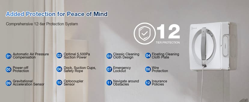 ECOVACS WINBOT W2 PRO Omni Portable Window Cleaning Robot with Multi-Functional Station, Charging While Working, Intelligent Cleaning with Triple Nozzle Water Sprayer, 12-Level Protection