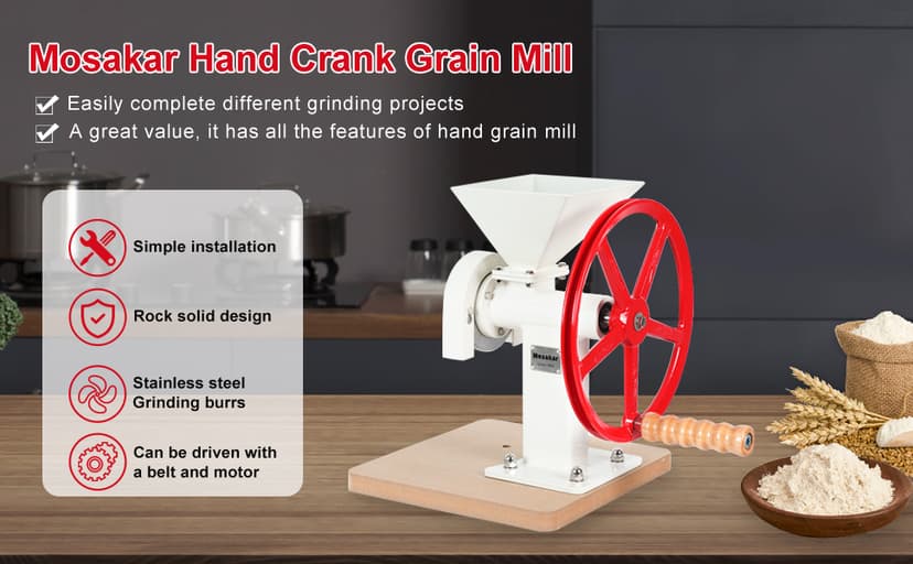 Manual Hand Grain Mill. Corn Wheat Flour Grinder. Masa Peanut Butter Maker. Stainless Steel Burrs