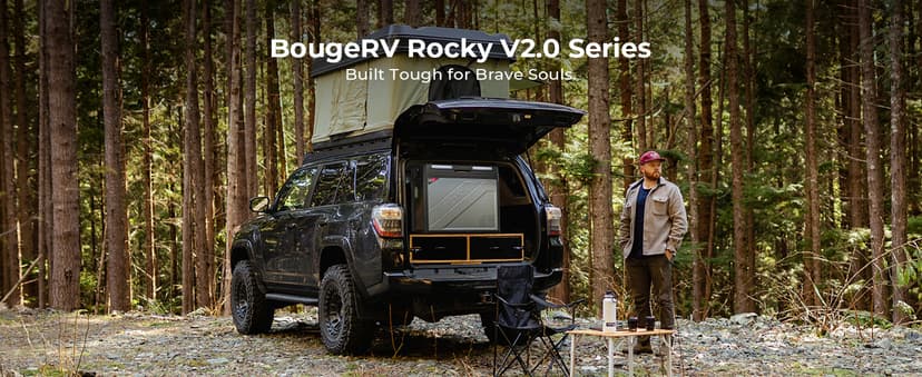 BougeRV 12 Volt Portable Refrigerator, 81 Quart Rocky V2.0 Dual Zone Car Fridge Freezer with LG Compressor, Compressor Cooler with App Control 12/24V DC, 110~240V AC for Camping, Travel, RV, Truck