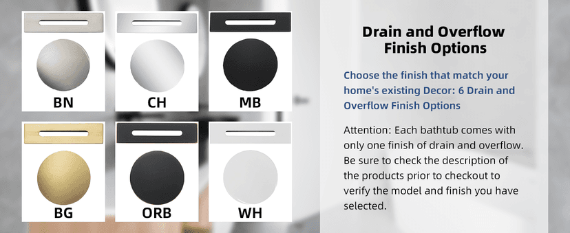 WOODBRIDGE 59" Acrylic Freestanding Bathtub Contemporary Soaking White Tub with Matte Black Overflow and Drain,B0016 -MB-Drain &O