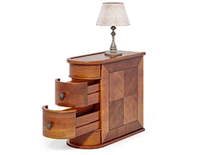 LITTLE TREE Wood End Table with 2 Drawers Sofa Side Table, No Assembly Required Vintage Slim Nightstand Bedside Table for Bedroom