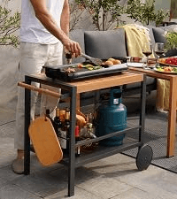 Grand patio 4-Piece Outdoor Furniture Set with Gas Fire Pit Table, Aluminum Patio Sofa Set for 8 with Faux Wood Grain Finish, Modern Patio Couch Sofa with Outdoor Bench and Chaise for Backyard