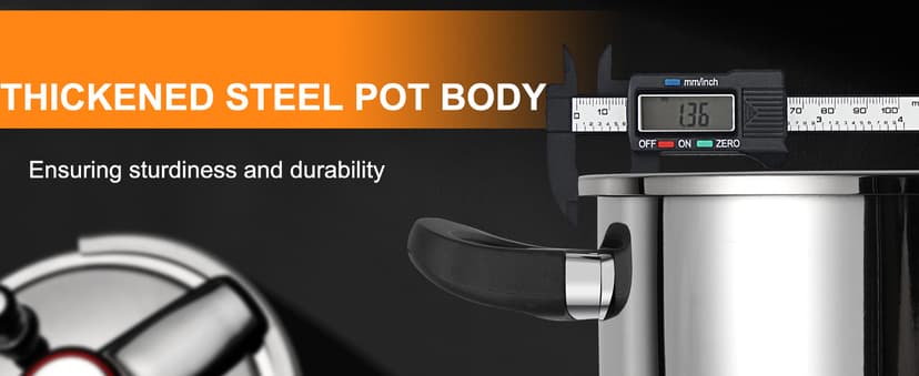 Pressure Cooker 10 QT, Stainess Steel Pressure Canner 10 Quart, Explosion-Proof Cookware, Rotating Lock/Unlock Lid, One-handed lid opening, Thickened Silicone Ring And Anti-scald Handle, Silver