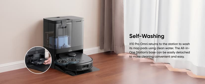 eufy X10 Pro Omni Robot Vacuum and Mop Combo, 8,000 Pa Suction, Dual Mops with 12 mm Auto-Lift and Carpet Detection, AI Obstacle Avoidance, Auto Mop Washing, Auto Drying, Self-Emptying, Self-Refilling
