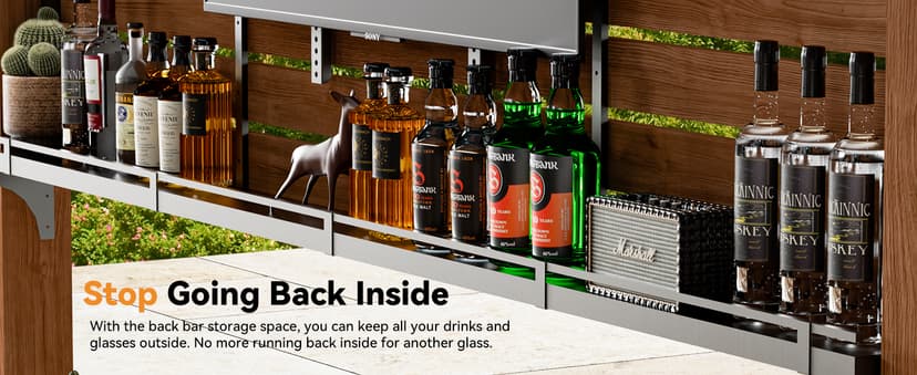 Modern Shade The Aura Cedar Wood Entertainment Bar Center, Wood Gazebo Grill Pavilion with Shelves & Paper Towel Holder, Grill Gazebo with Hardtop Steel Roof,TV Mount, Power Strip for Patio, Garden