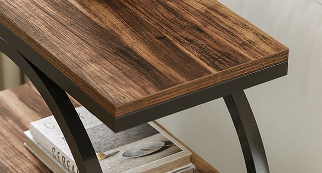 LITTLE TREE End Table, 3-Tier Side Table, Slim Sofa Side Table for Living Room, Tall Bedside Table Nightstand for Bedroom, Rustic Brown and Black