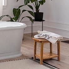 Teak Shower Bench, 20" Solid Wood Shower Stool Waterproof Shower Seat with Storage Shelf for Bathroom, Indoor & Outdoor Use