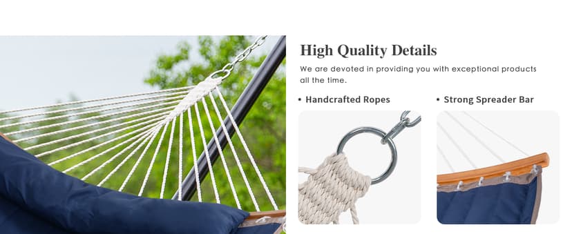 SUNCREAT Portable Outdoor Hammock with Stand, Heavy Duty Hammock with Carrying Bag, Soft Pillow, Balance Ropes, Dark Blue