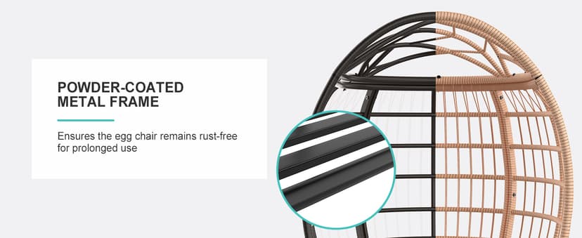 ZENPETIO Oversized Egg Chair, Indoor Outdoor Lounger with 4 UV Resistant Cushions, Storage Bag, All-Weather Wicker Egg Lounger Chair for Patio, Backyard, Living Room, 370lbs Capacity - Brown