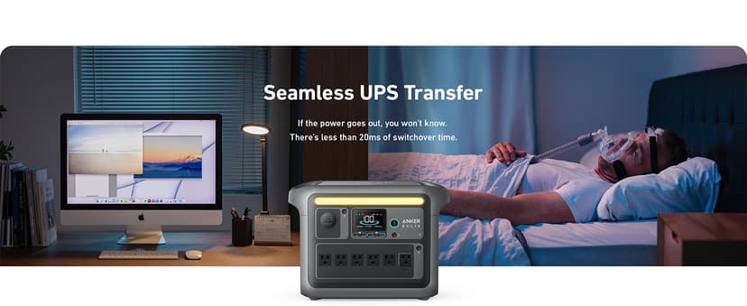 Anker SOLIX C1000 Portable Power Station, 1800W (Peak 2400W) Solar Generator, Full Charge in 58 Min, 1056wh LiFePO4 Battery for Home Backup, Power Outages, and Outdoor Camping (Optional Solar Panel)