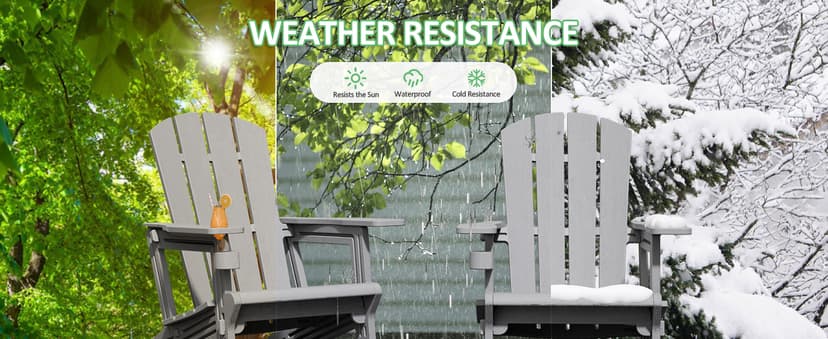 Adirondack Chair Set of 6, HDPE Plastic Adirondack Chairs, All Weather Fire Pit Chairs with Cup Holder, Outdoor Lawn Chair for Patio, Garden, Backyard, Grey