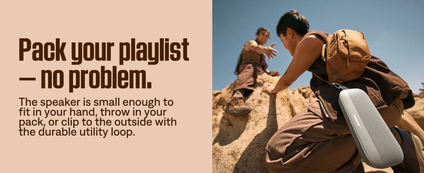 Bose SoundLink Flex Portable Bluetooth Speaker (2nd Gen), Portable Outdoor Speaker with Hi-Fi Audio, Up to 12 Hours Battery Life, Waterproof and Dustproof, Black