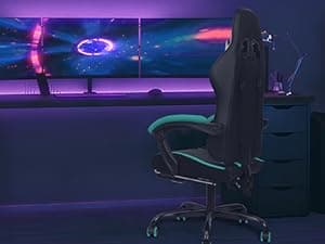 Gaming Chair with Linkage Armrest & Footrest, High Back Video Gaming Chair, Black/Grey