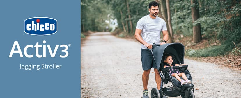 Chicco Activ3 Jogging Stroller, All-Terrain Stroller, Compatible with Chicco Infant Car Seats (not Included), Baby Travel Gear | Eclipse/Grey