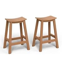 nevilywood Folding Adirondack Chair - Extended Ergonomic Backrest, Cup Holder - Easy Assembly - Durable HDPE Plastic, Weather Resistant & Maintenance-Free - Lawn, Patio, Deck Supports 400lbs Teak