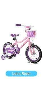 JOYSTAR Paris Girls Bike for Ages 3-8 Years Old, 14 16 18 Inch Kids Bike with Training Wheels, Basket and Handbrake, Multiple Colors