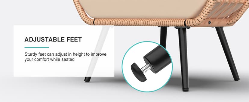 ZENPETIO Oversized Egg Chair, Indoor Outdoor Lounger with 4 UV Resistant Cushions, Storage Bag, All-Weather Wicker Egg Lounger Chair for Patio, Backyard, Living Room, 370lbs Capacity - Brown