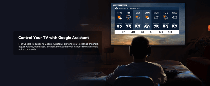 FPD 75 Inch Smart TV, 4K LED Google TV with Google Play Built-in Google Cast, HDR 10, Compatible with Dolby Atmos & Vision MEMC, Voice Assistant Remote, UHD Flat Screen Television (CG75 C3-2024)