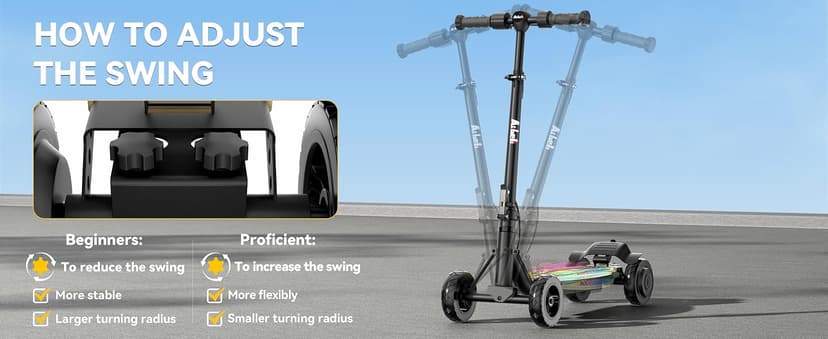 4-Wheel Electric Scooter for Kids w/250W Brushless Motor, Up to 10 MPH & 8.5 Miles, Rainbow Lights, LED Display, 5 Speed & Adjustable Balance, Foldable Kids Electric Scooter, UL 2272 Certified