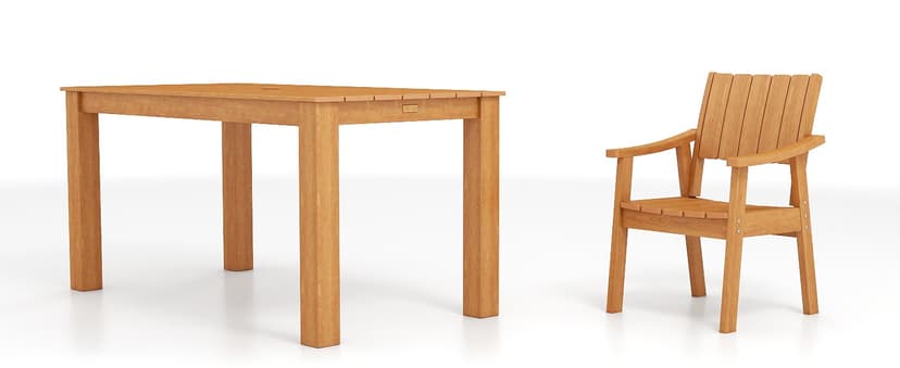 ZHUSI Patio Table and Chairs Set, Outdoor Table and Chairs,HDPE Outdoor Dining Set with Umbrella Hole for Backyard, Poolside