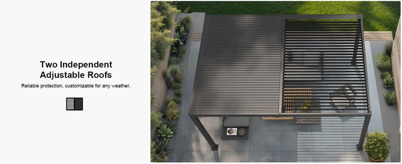 PURPLE LEAF Louvered Pergola 10' x 12' Patio Aluminum Pergola with Independent Adjustable Rainproof Roof Hardtop Small for Outdoor Deck Garden Yard