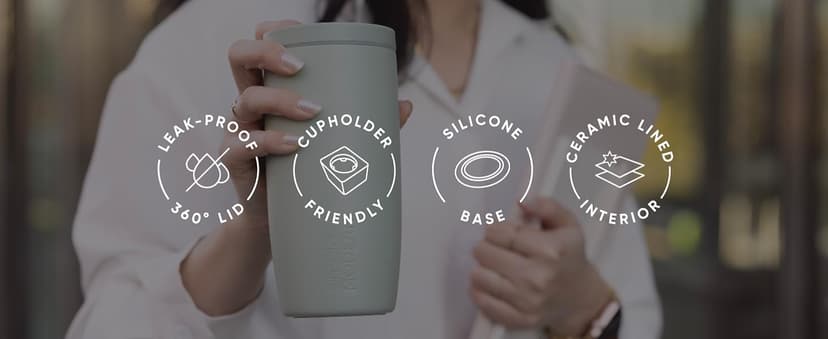 Simple Modern Travel Coffee Mug Tumbler with 360° Lid | Ceramic-Lined Insulated Stainless Steel Cold Brew Iced Coffee Cup Thermos | Gifts for Women Her Him | Voyager Signature | 16oz | Cream Terrazzo