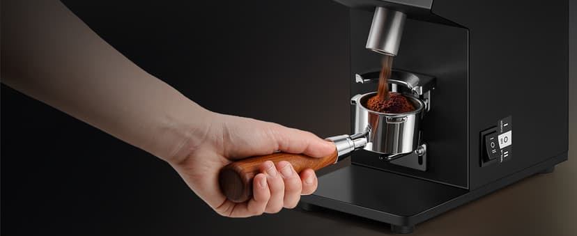 Huanyu Commercial Coffee Grinder with 64mm Flat Burr Anti-Flying Grounds Outlet 26oz Lotus Hopper 8 Stepless Settings Electric Coffee Grinders with Smart Touchscreen for Cafés Restaurants