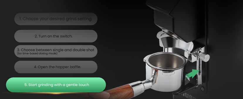 Huanyu Commercial Coffee Grinder with Touching Screen Infinite Adjustment 8 Grinding Settings Burr Coffee Grinders for Shops with Dual Dosing Modes