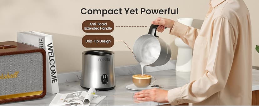 Electric Milk Frother and Steamer 4-in-1, 16.9oz/500ml Large Capacity, Frother for Coffee with Warm/Cold Foam, Warm Milk & Hot Chocolate for Latte, Cappuccino